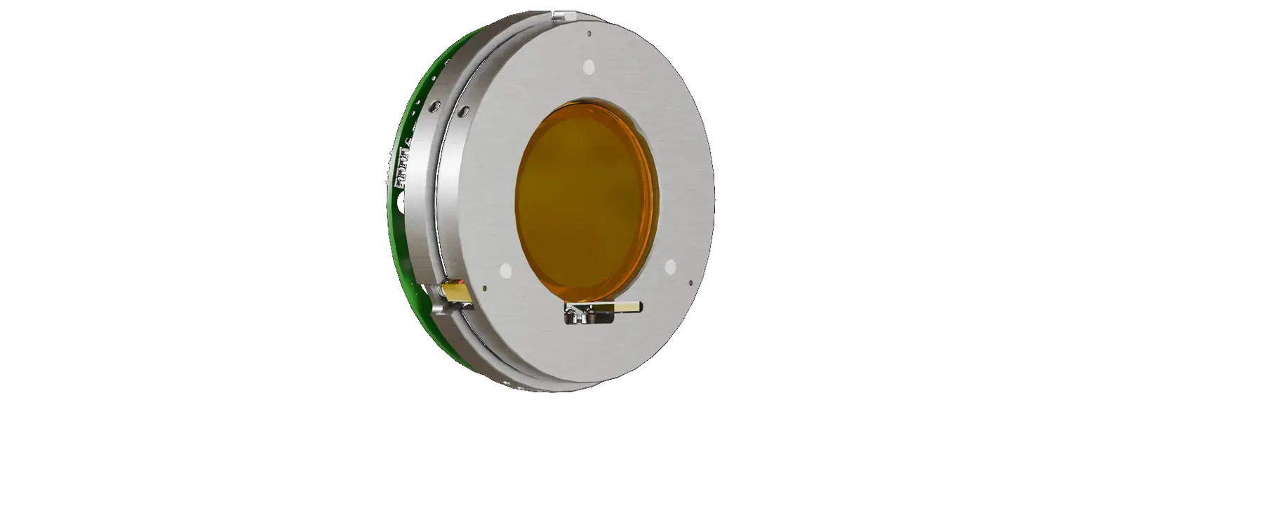 The scanning Fabry-Pérot interferometer: circuit board, mounting rings and the two mirrors